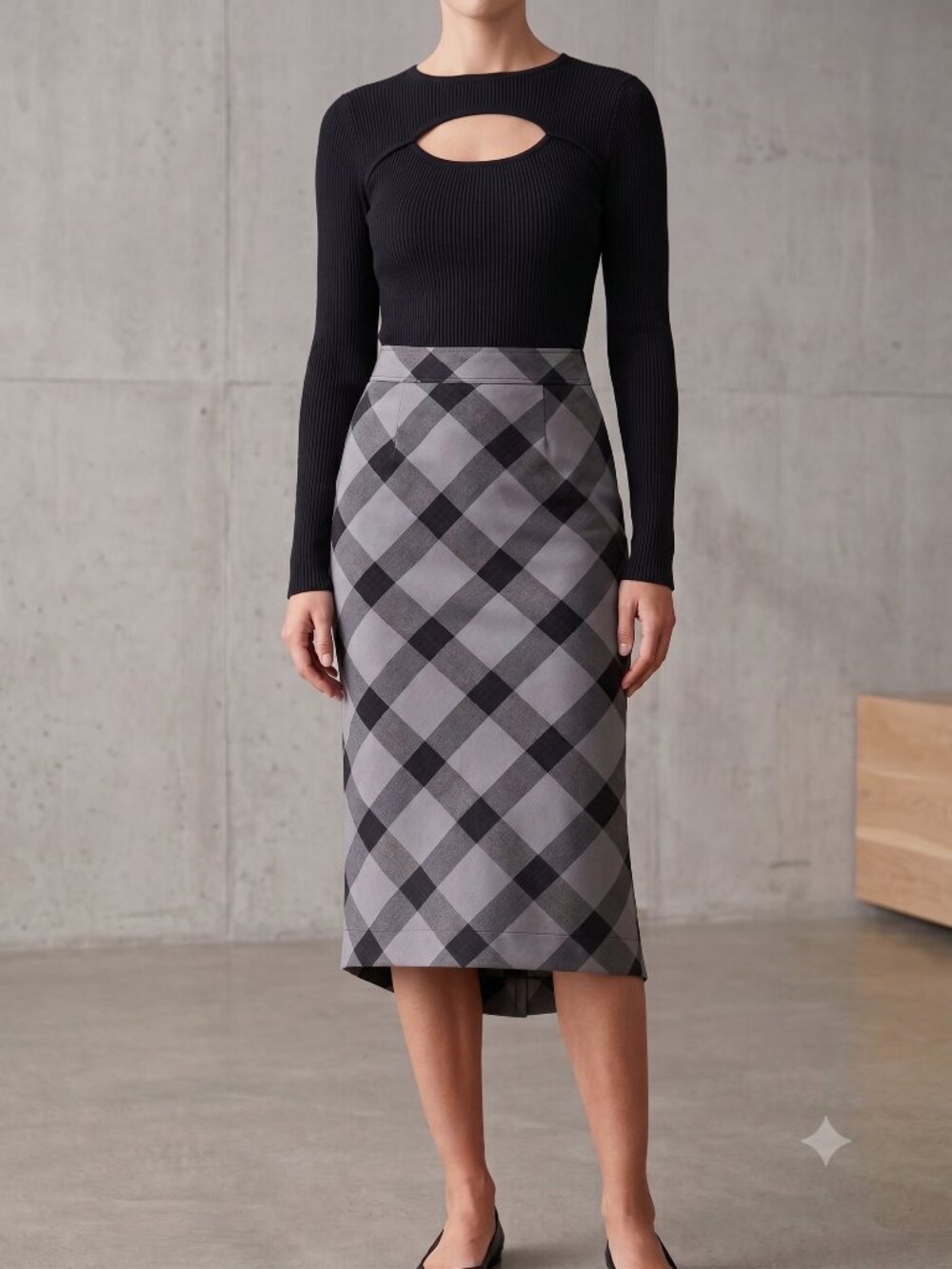 Free People plaid Midi Skirt Size 8